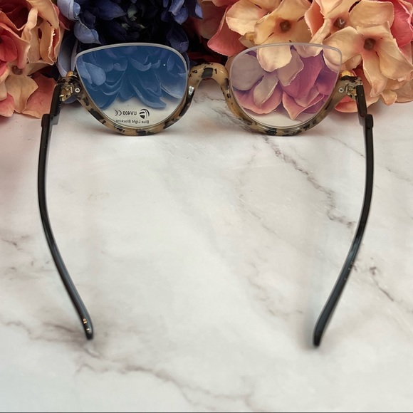 Fenchi Retro Blue Light Blocking Diamond Cat Eye Tortoise Shell Glasses - Picture 11 of 16